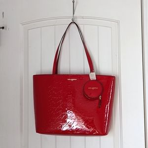 Karl Lagerfeld HOT RED Patent Leather Handbag & Coin Purse NWT